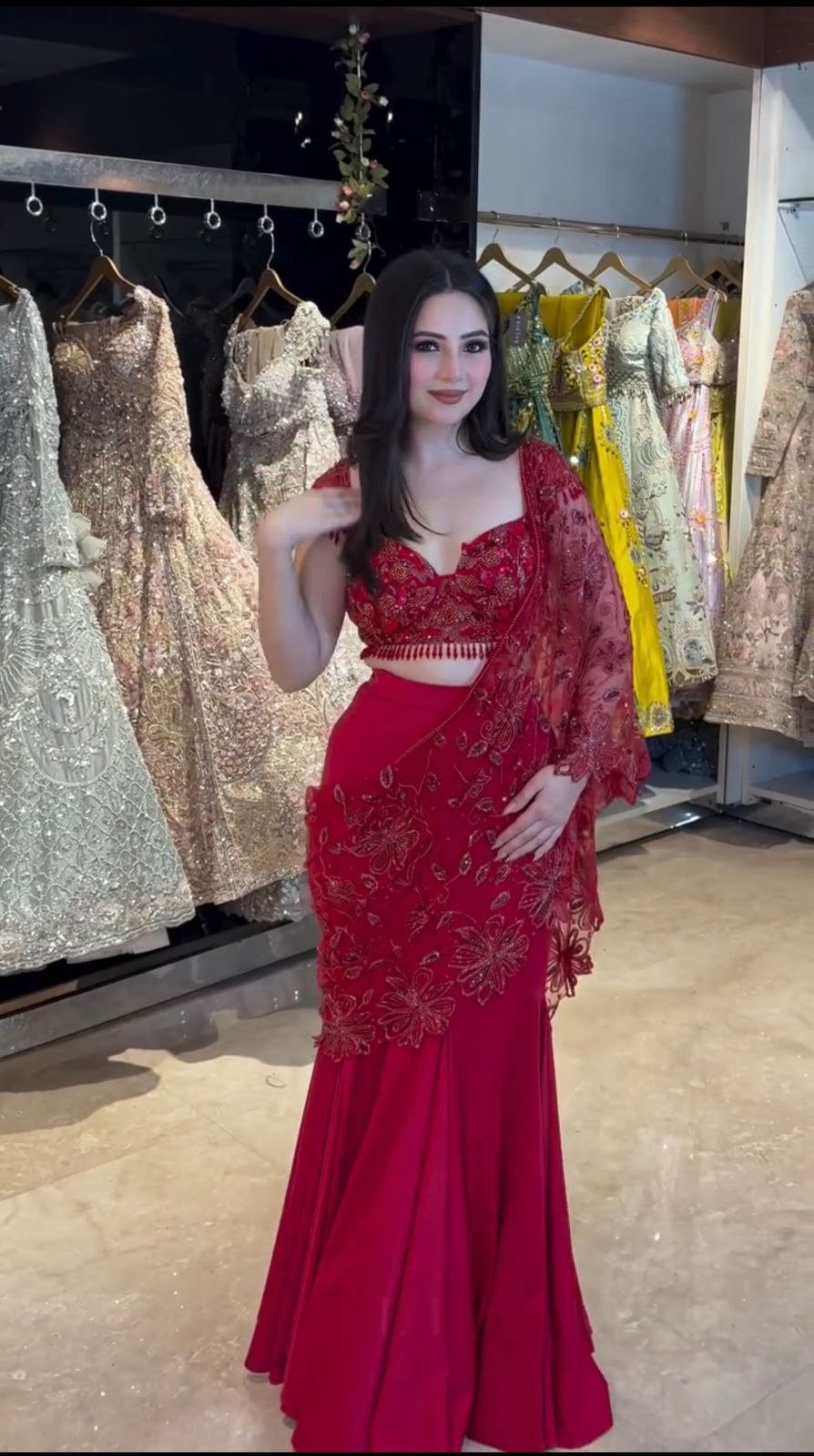 Scarlet Charm Ruby Ready To Wear Lehenga Saree