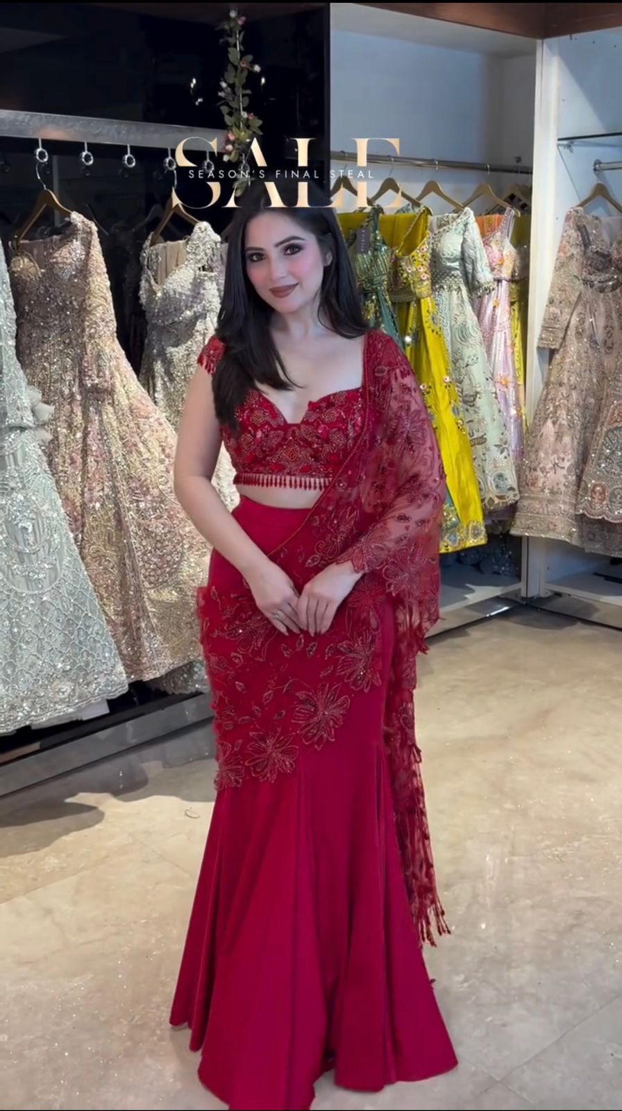 Scarlet Charm Ruby Ready To Wear Lehenga Saree