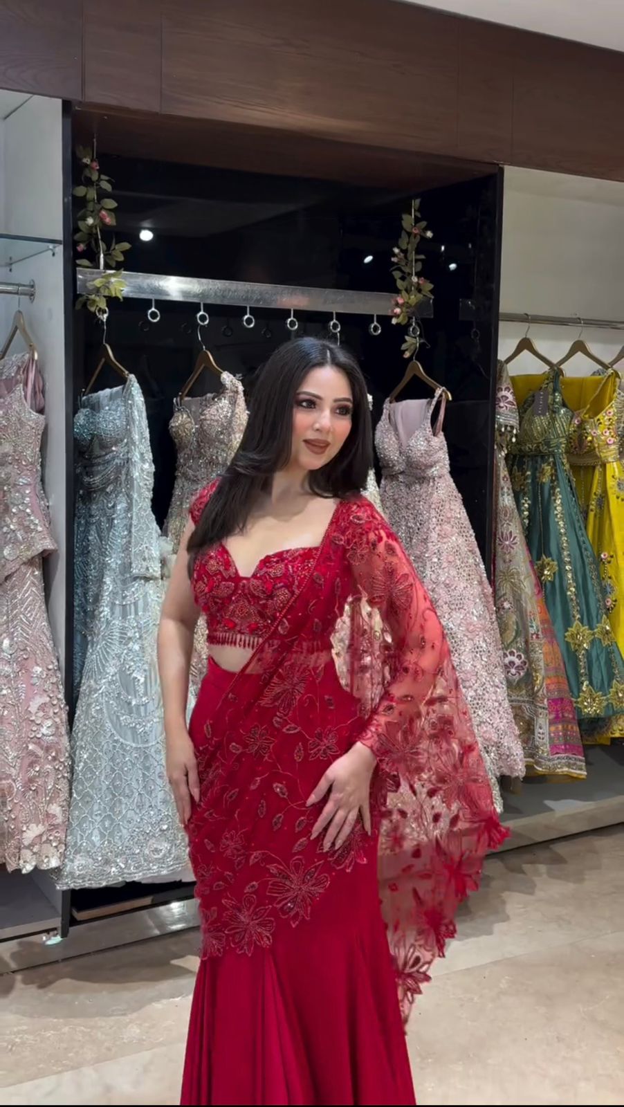 Scarlet Charm Ruby Ready To Wear Lehenga Saree