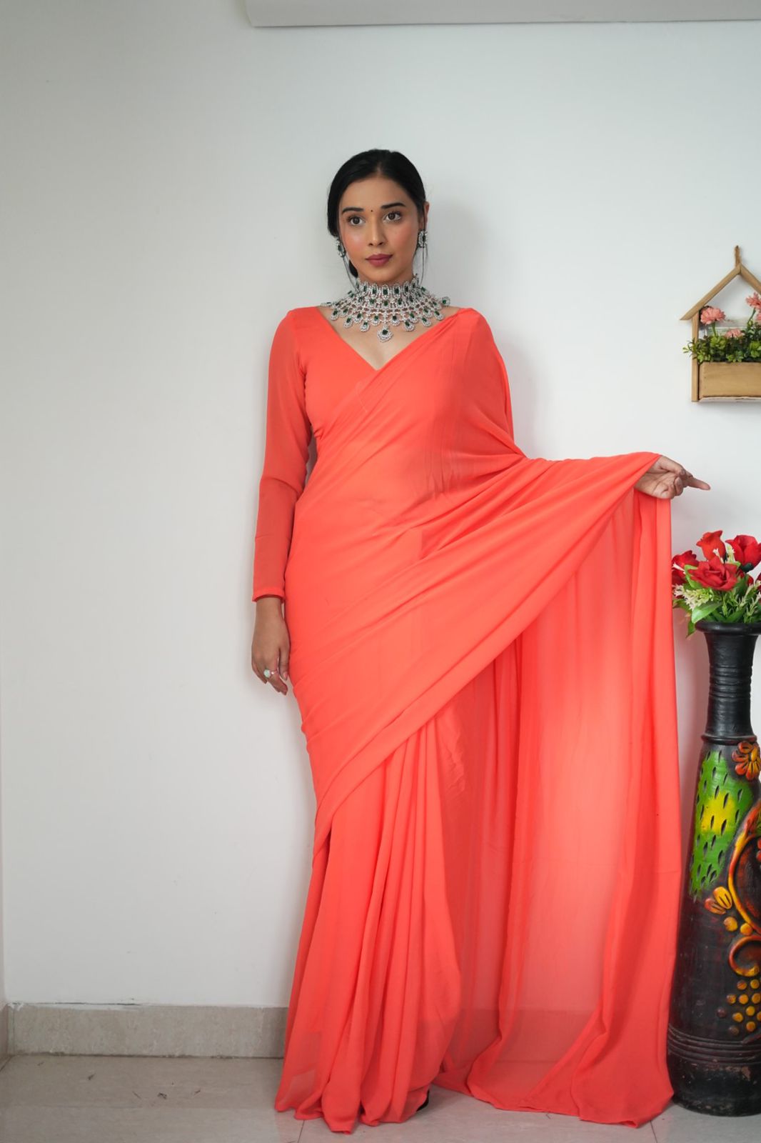 Majestic Georgette Ready To Wear Saree