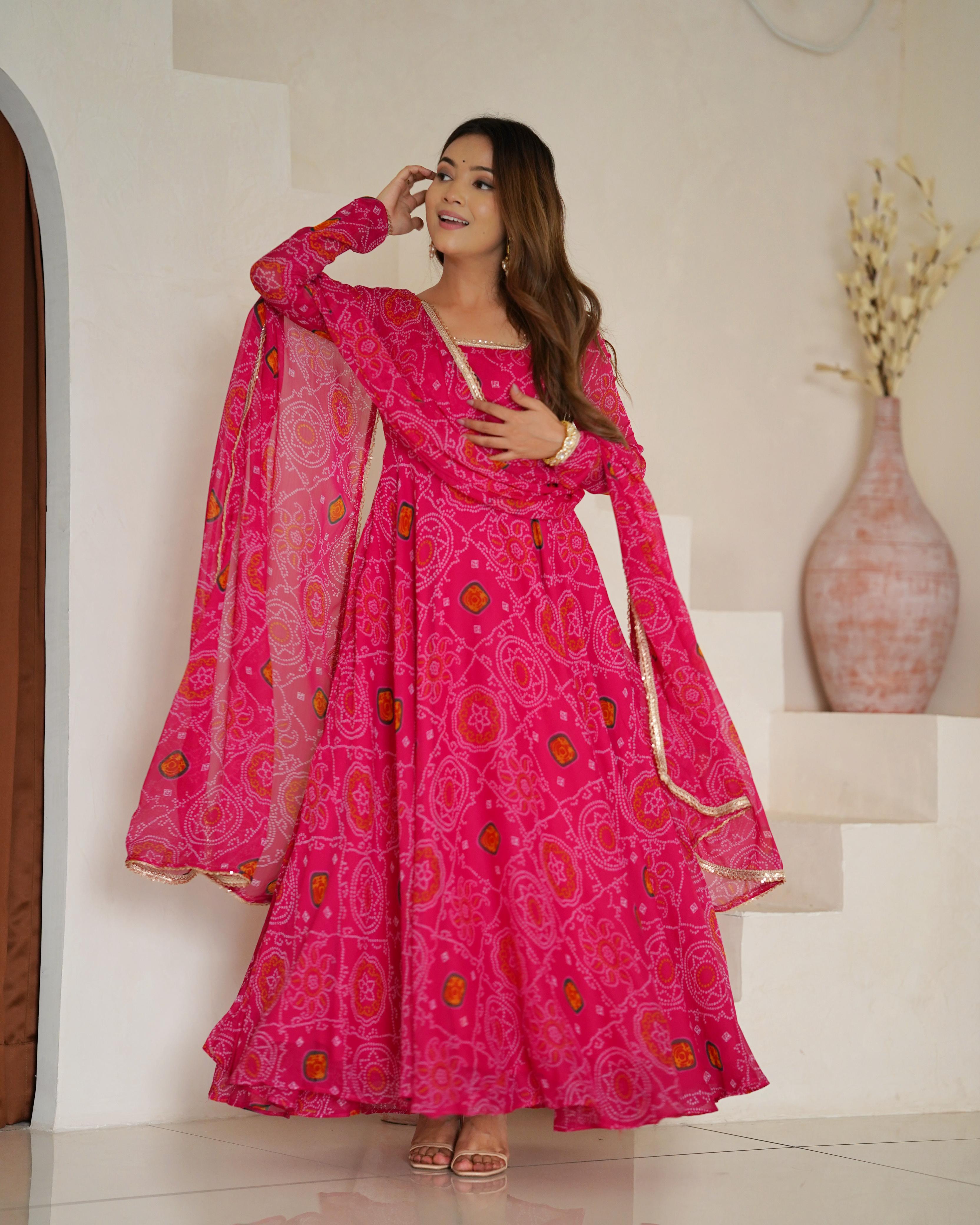 Bandhej Desire  Anarkali Set