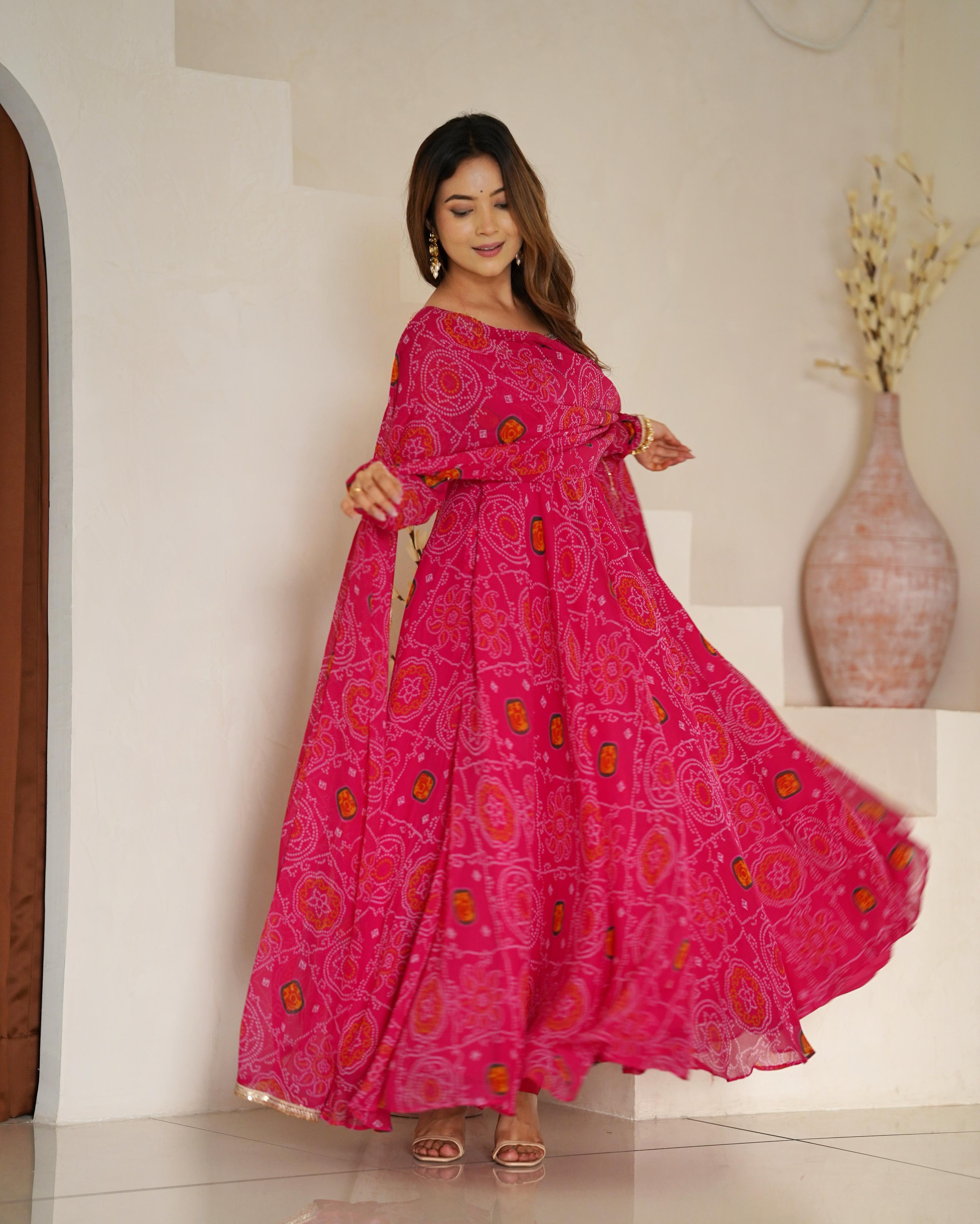 Bandhej Desire  Anarkali Set