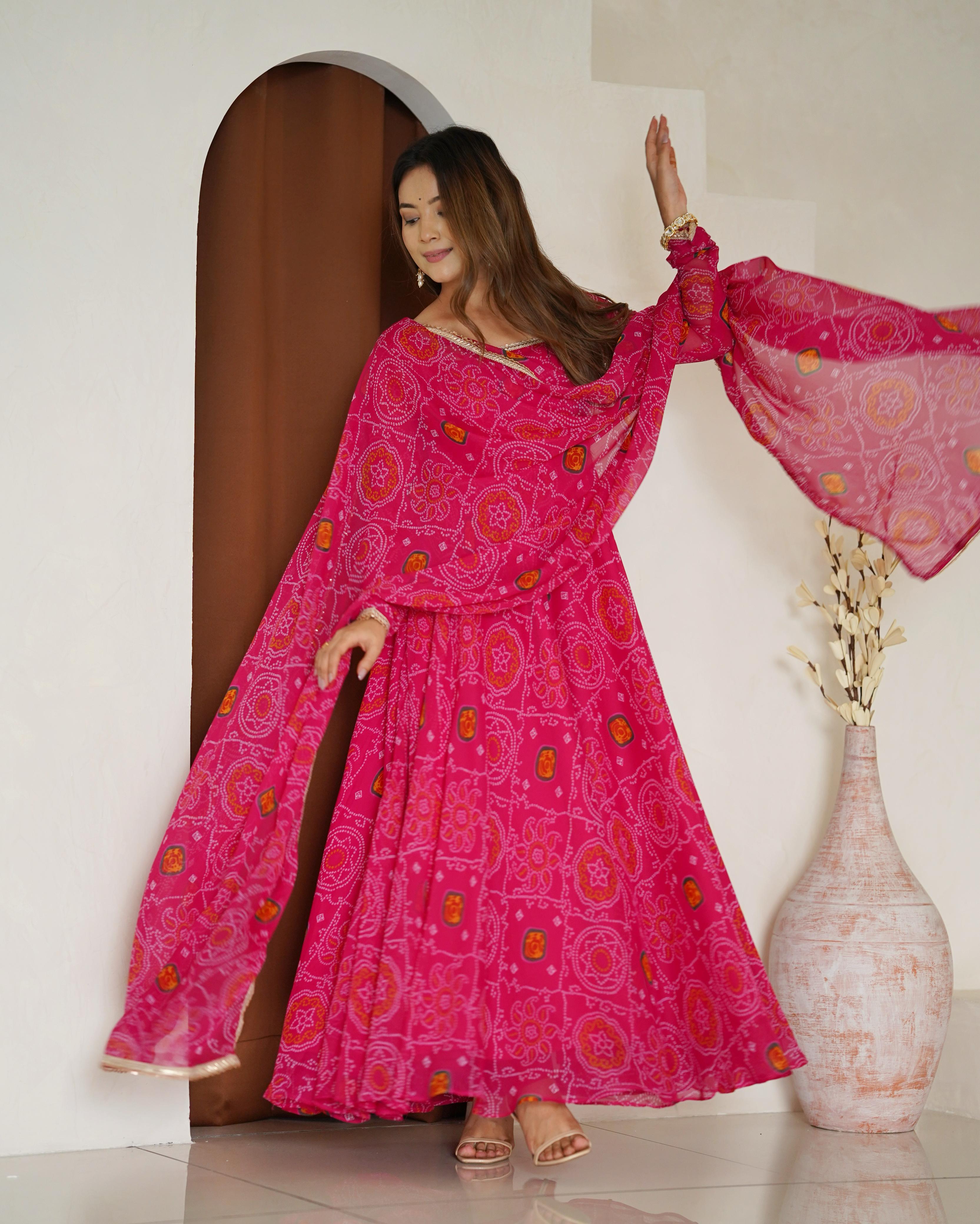 Bandhej Desire  Anarkali Set