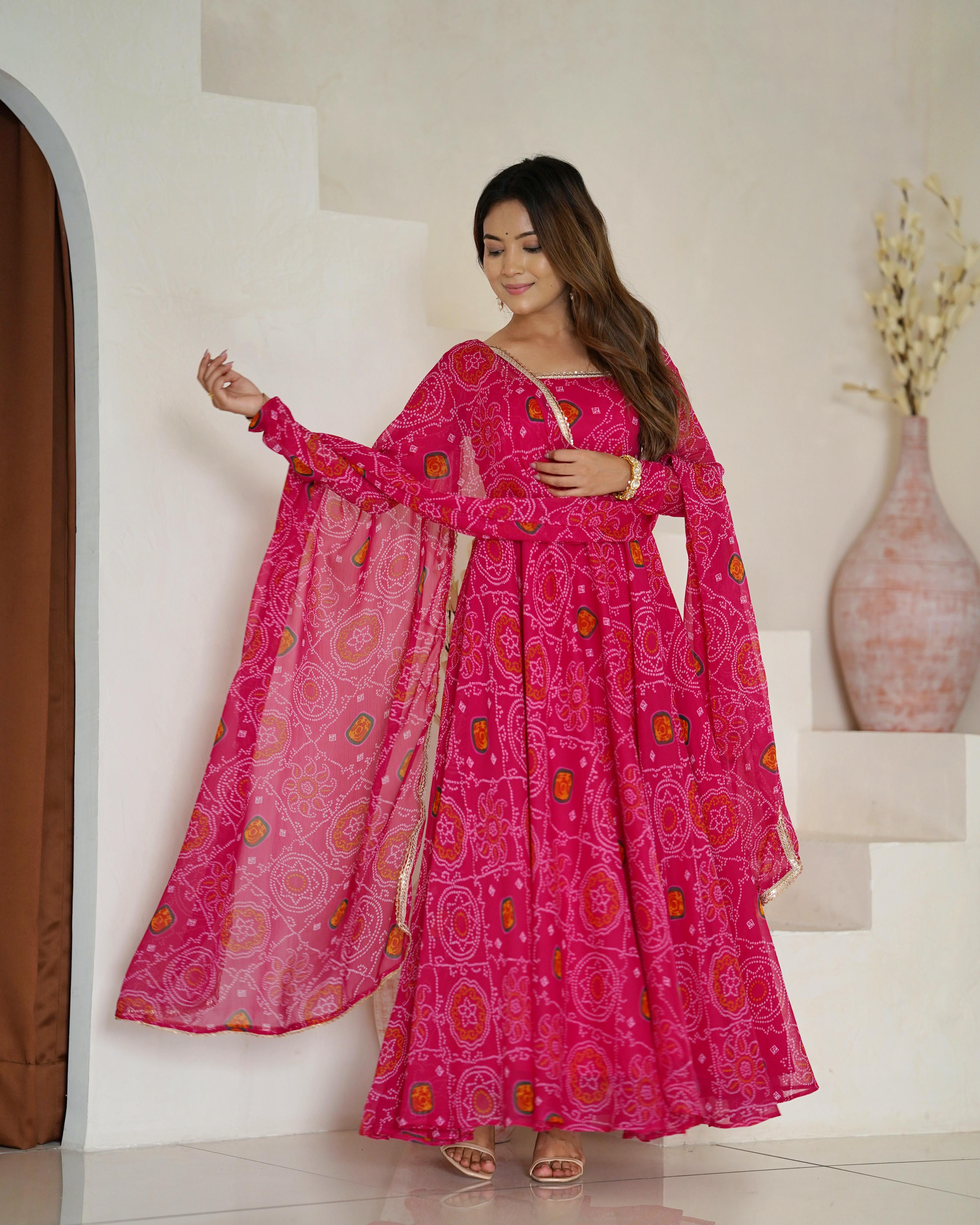 Bandhej Desire  Anarkali Set