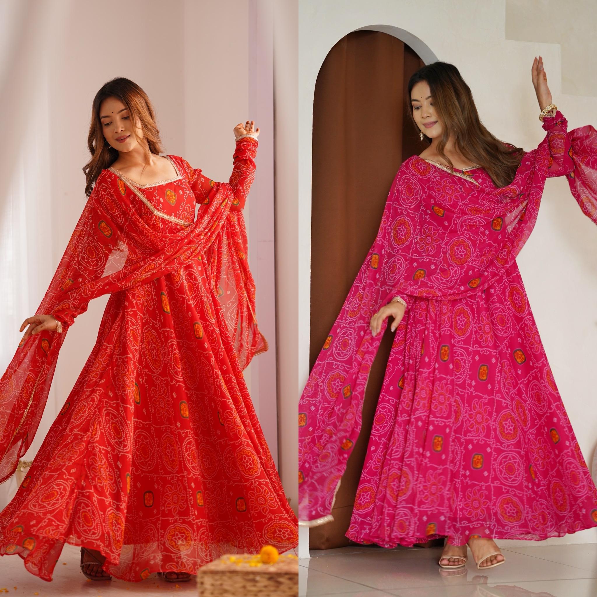 Bandhej Desire  Anarkali Set