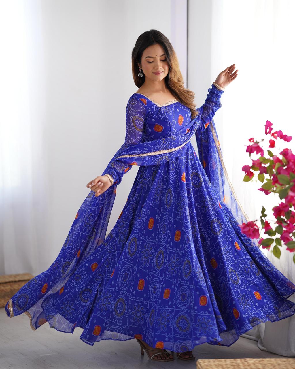 Bandhej Desire  Anarkali Set
