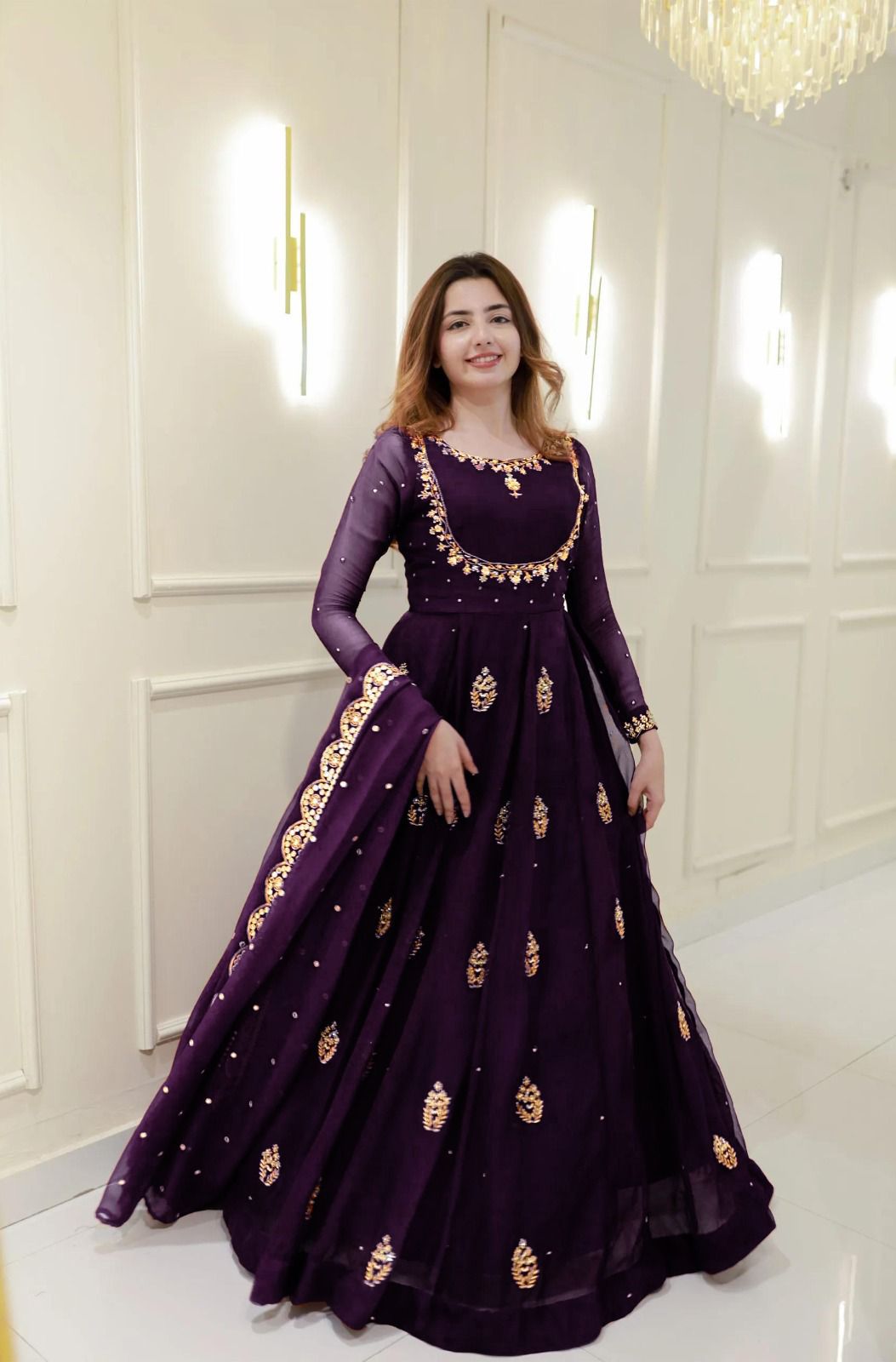 Zia Zephyr Gown With Dupatta