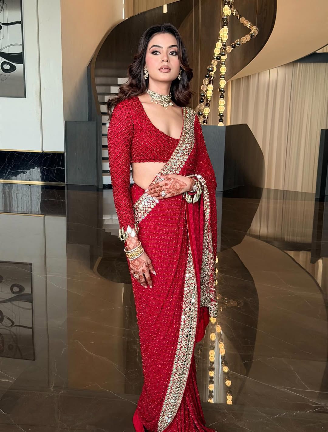 Ananya Pandey Inspired Hot Red Saree