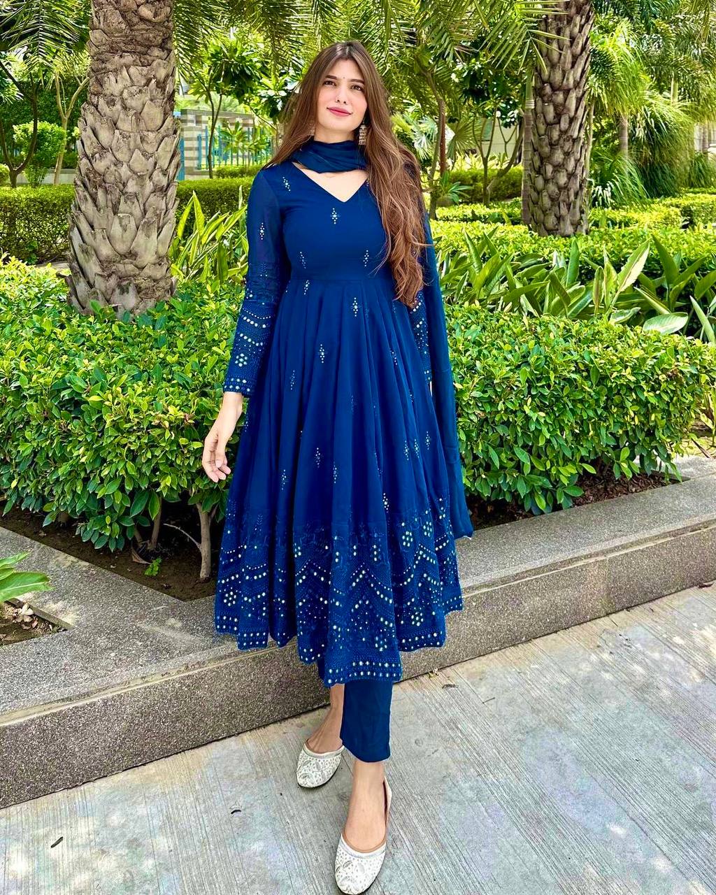 Energetic Blue Anarkali Set