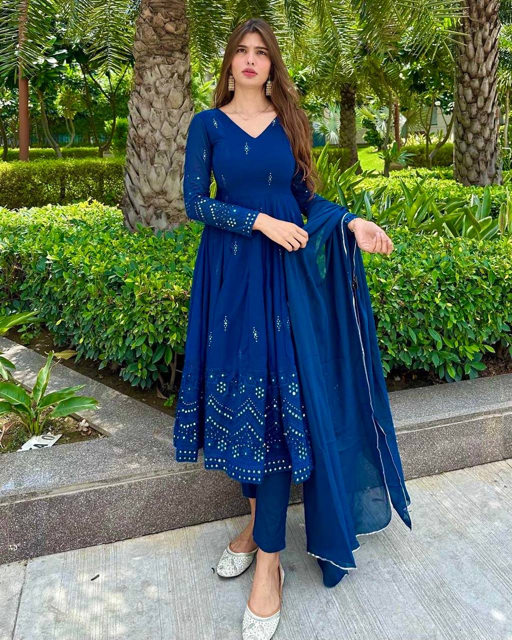 Energetic Blue Anarkali Set