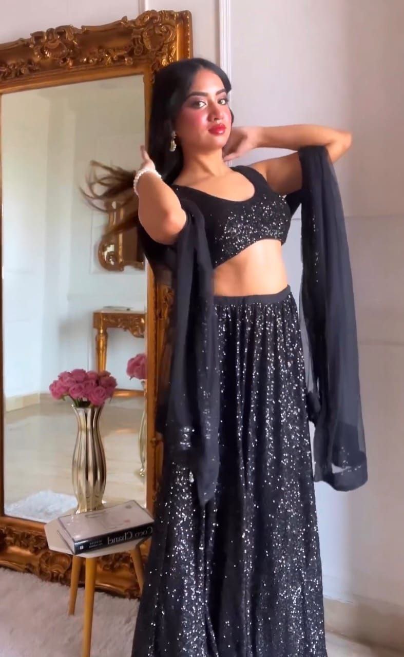 Shimmery Black Lehenga