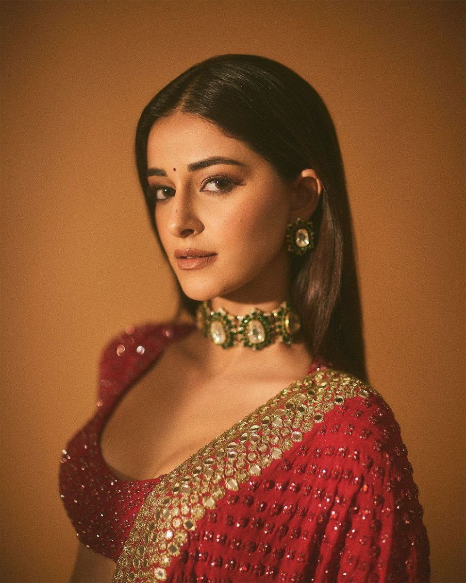 Ananya Pandey Inspired Hot Red Saree